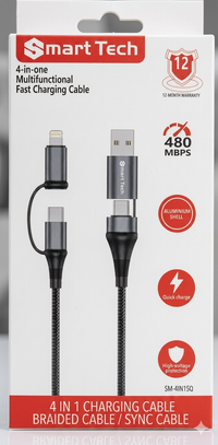 4-in-1 Braided Fast Charging & Sync Cable